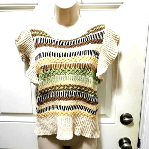 Elan Multicolor Striped Knit Blouse Size S - Picture 1 of 9